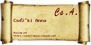 Csáki Anna névjegykártya